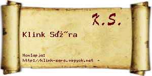 Klink Sára névjegykártya